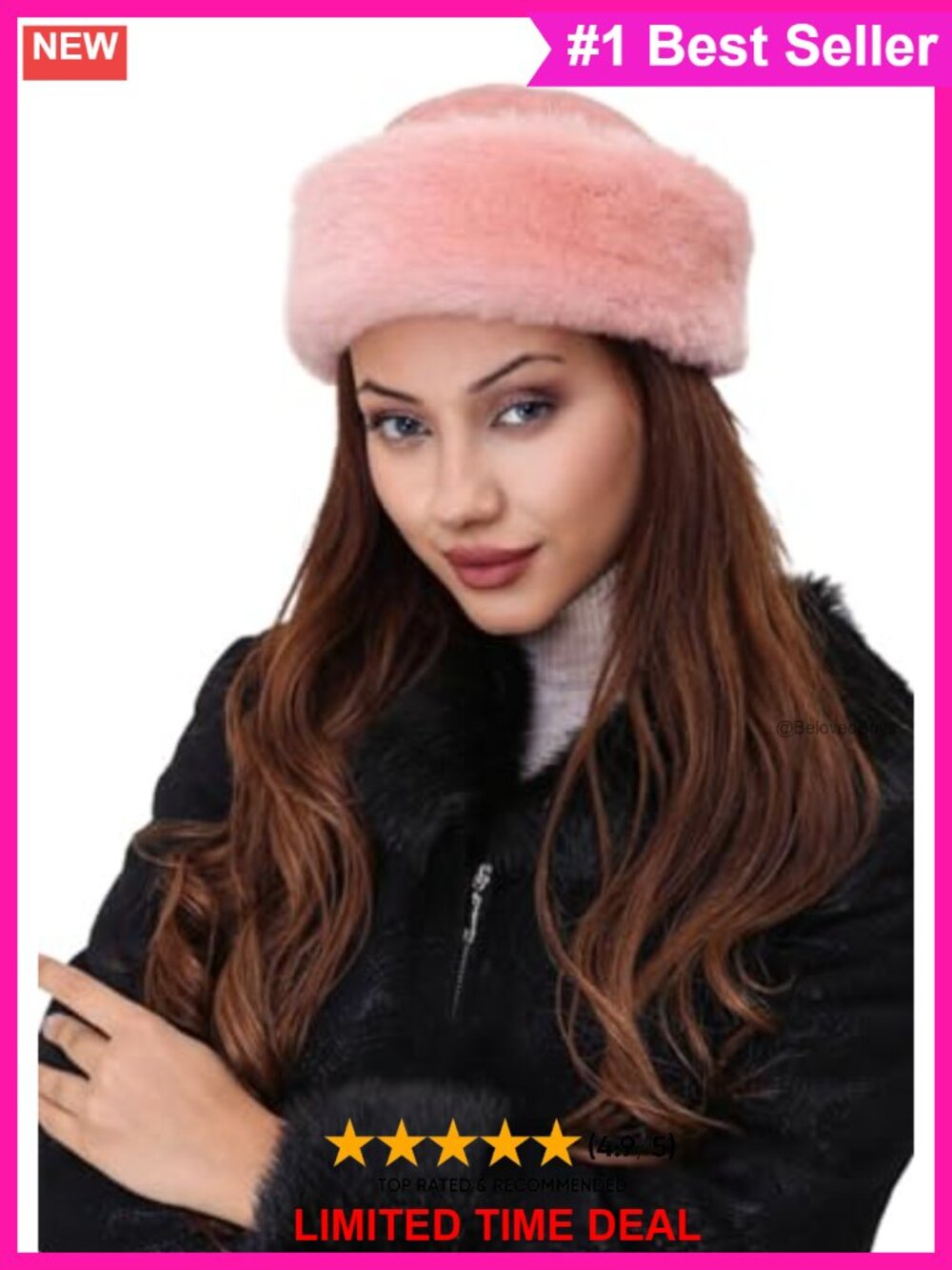 Shearling Sheepskin Fur Beanie Hat Napa Leather Wool Winter Outdoor